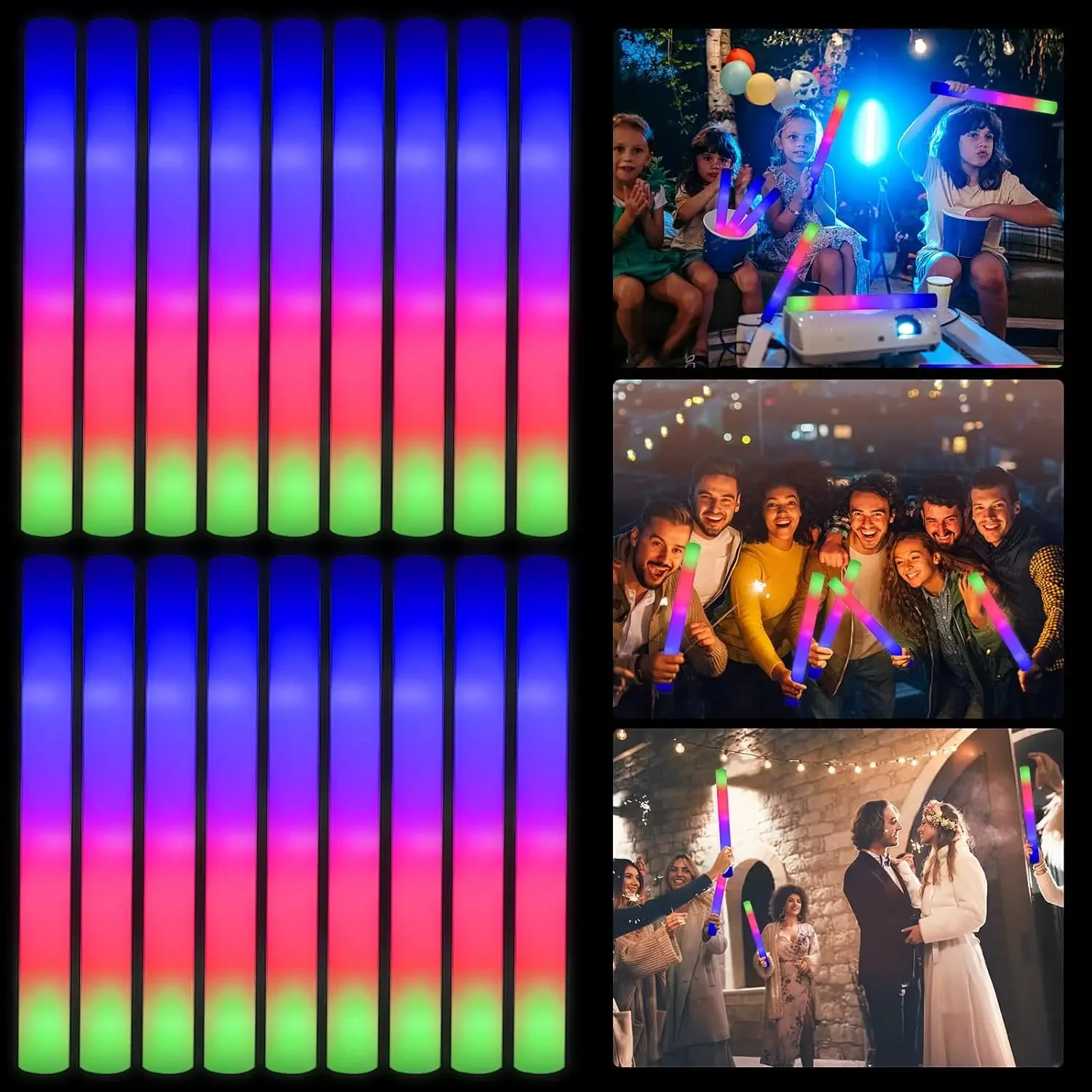 1Z-50PCS Led Foam Glow Sticks  - Flashing Led Foam Sticks Party ulasan dan harga