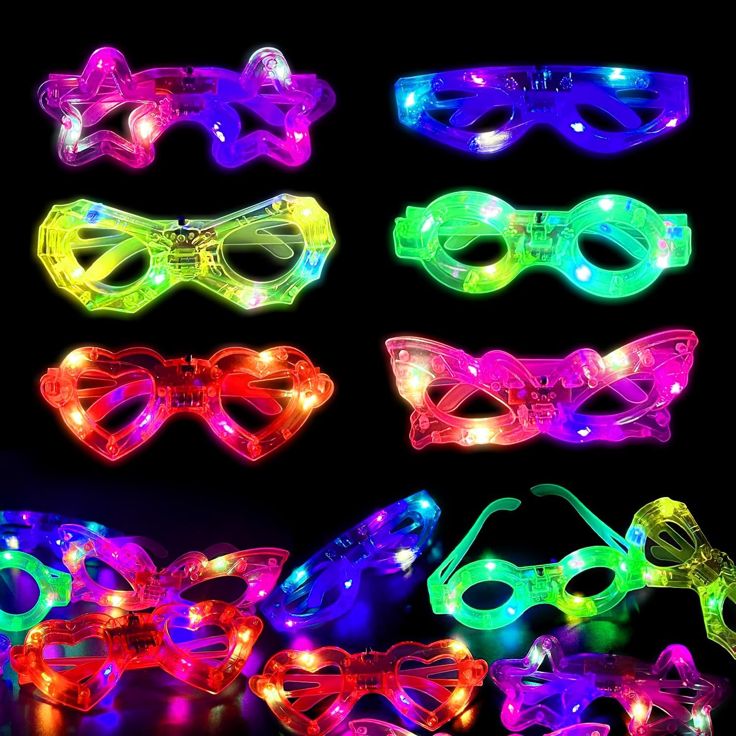 12pcs LED Light Up Glasses Glo - Glow In The Dark Party Glasses ulasan dan harga