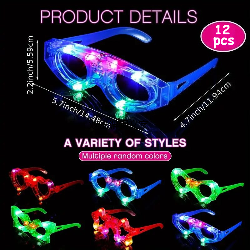 12pcs LED Light Up Glasses Glo - Glow In The Dark Party Glasses ulasan dan harga
